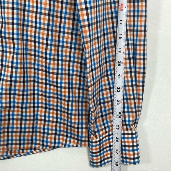 Eton Shirt Slim Mens 16.5 Slim Fit Large 42 Blue Red Plaid 100% Cotton - Picture 6 of 11